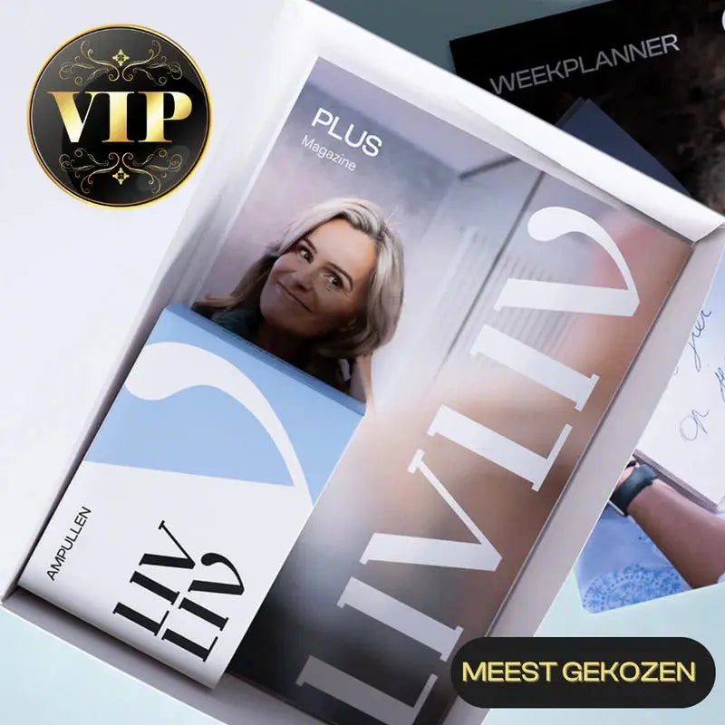 Plan en Gids:
"Het complete PLUS-plan met praktische tools en uitleg over hormonen en gezonde voeding."